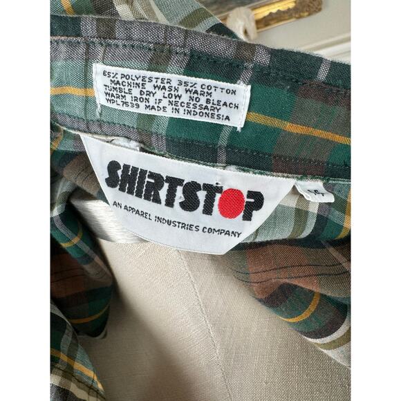 Vintage Plaid Shirt, Green Brown Plaid Button Down Shirt, 70s 80s, Medium, Scout - Picture 6 of 10